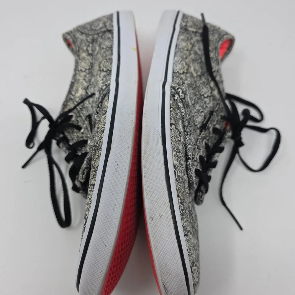 Vans Authentic Sneakers Womens 9.5 Grey Paisley Canvas Low Top Grey Pink